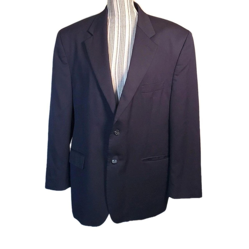 CHAPS MENS Navy BLUE SPORT COAT JACKET BLAZER SIZE: 44R 100% Wool